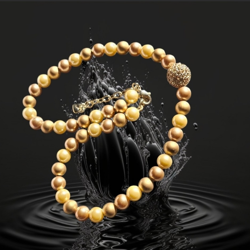 Vintage CAROLEE  Chunky Faux Pearl Necklace Gold/Taupe/Tan Tone - Well Made - Picture 2 of 7